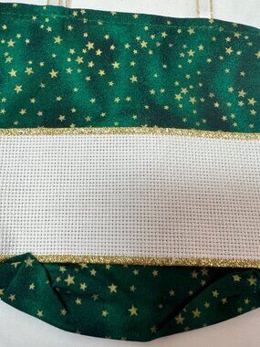 Tote Bag With Gold Star Pattern & Dual Handles Ready To Cross Stitch